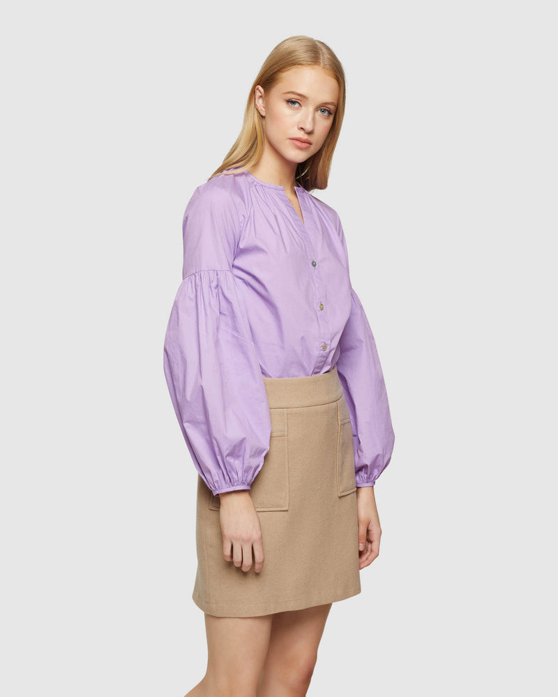 HARRIET GATHERED SLEEVE BLOUSE WOMENS TOPS