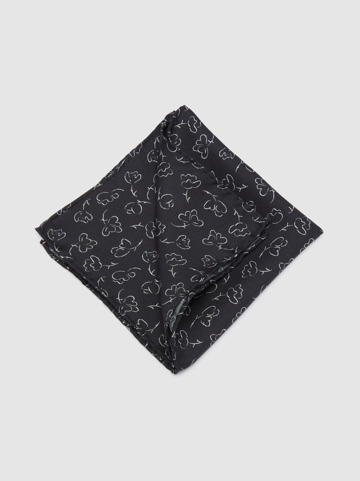 SCRIBBLE DITSY POCKET SQUARE CHARCOAL