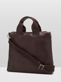 ZAVEN LEATHER BRIEFCASE CHOCOLATE