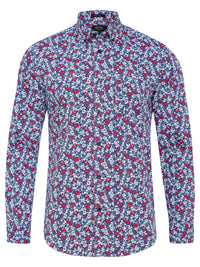 STRATTON FLORAL PRINTED SHIRT BLUE/RED