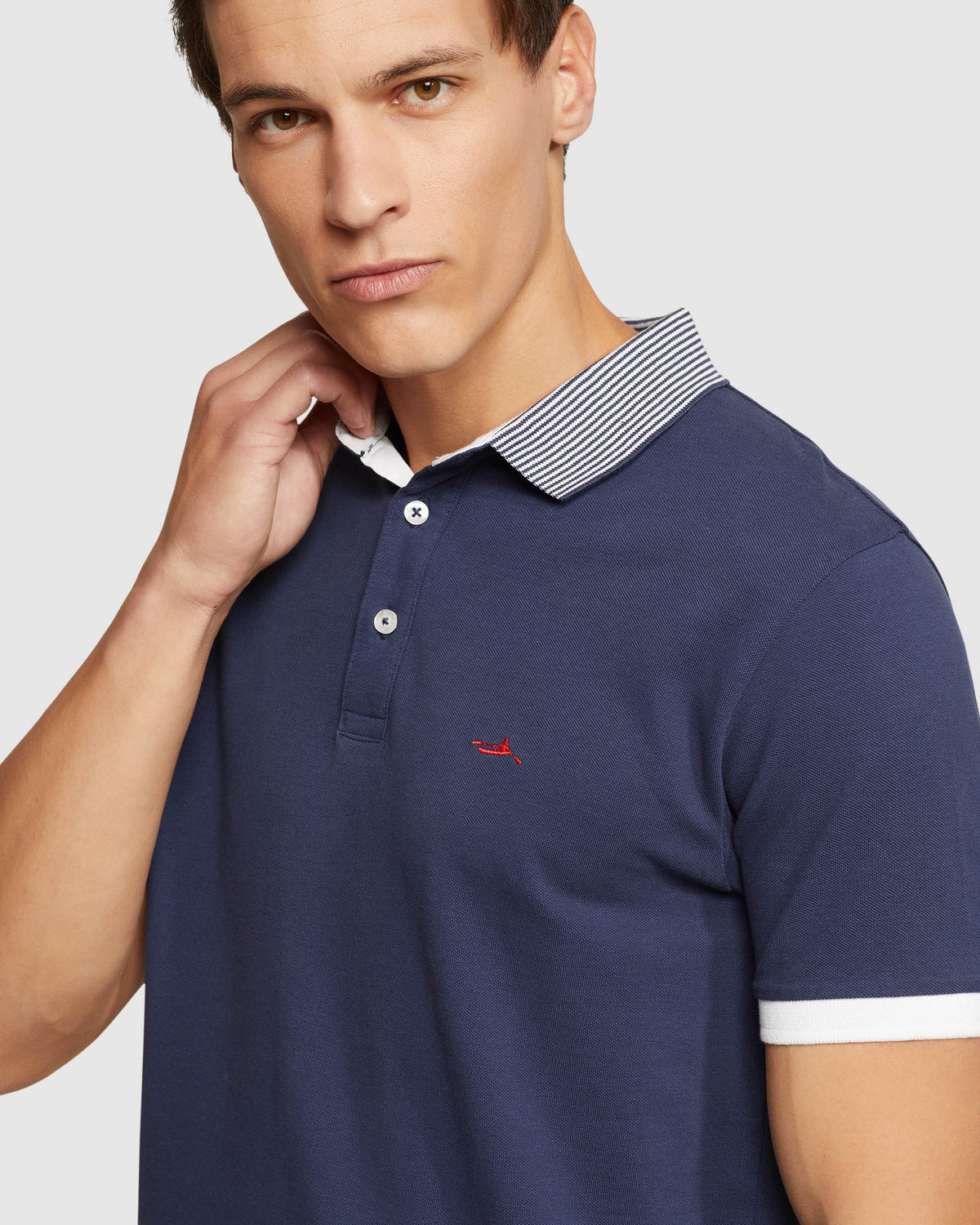 DYLAN STRIPED COLLAR PIQUE POLO MENS KNITS