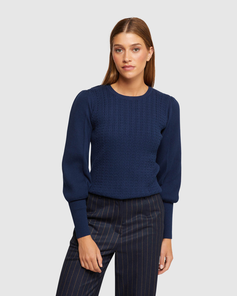 KIRSTIN CABLE KNIT TOP WOMENS KNITWEAR