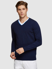 PERRY TIPPING V-NECK PULLOVER