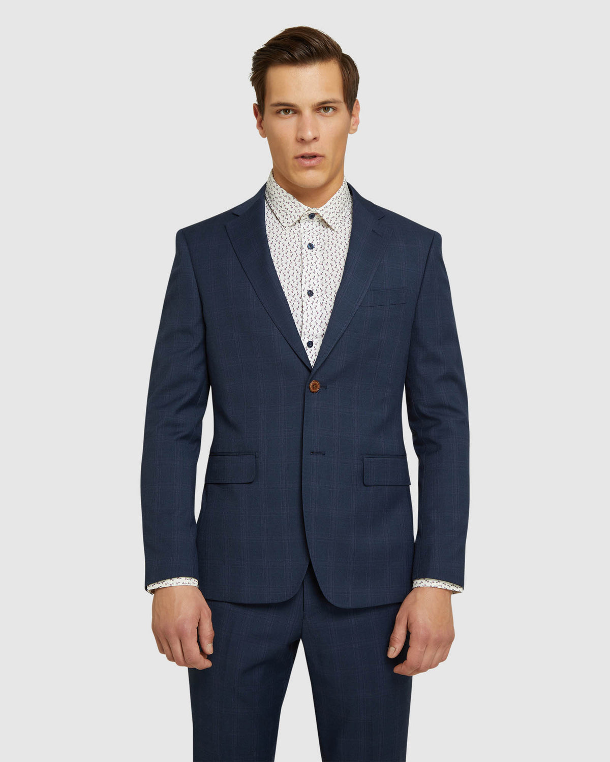 BYRON ECO CHECKED SUIT JACKET NAVY CHECK