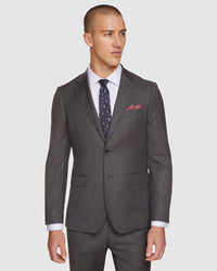 BYRON WOOL STRETCH CHECK SUIT SET CHARCOAL