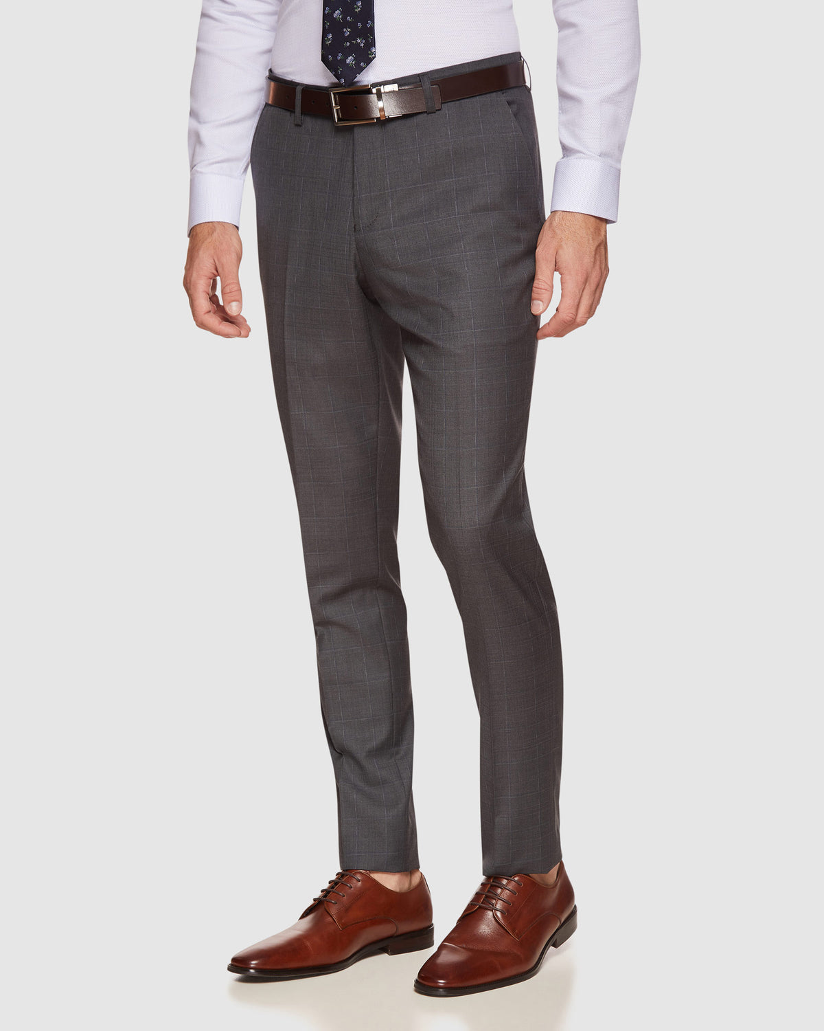 BYRON WOOL STRETCH CHECK SUIT SET CHARCOAL