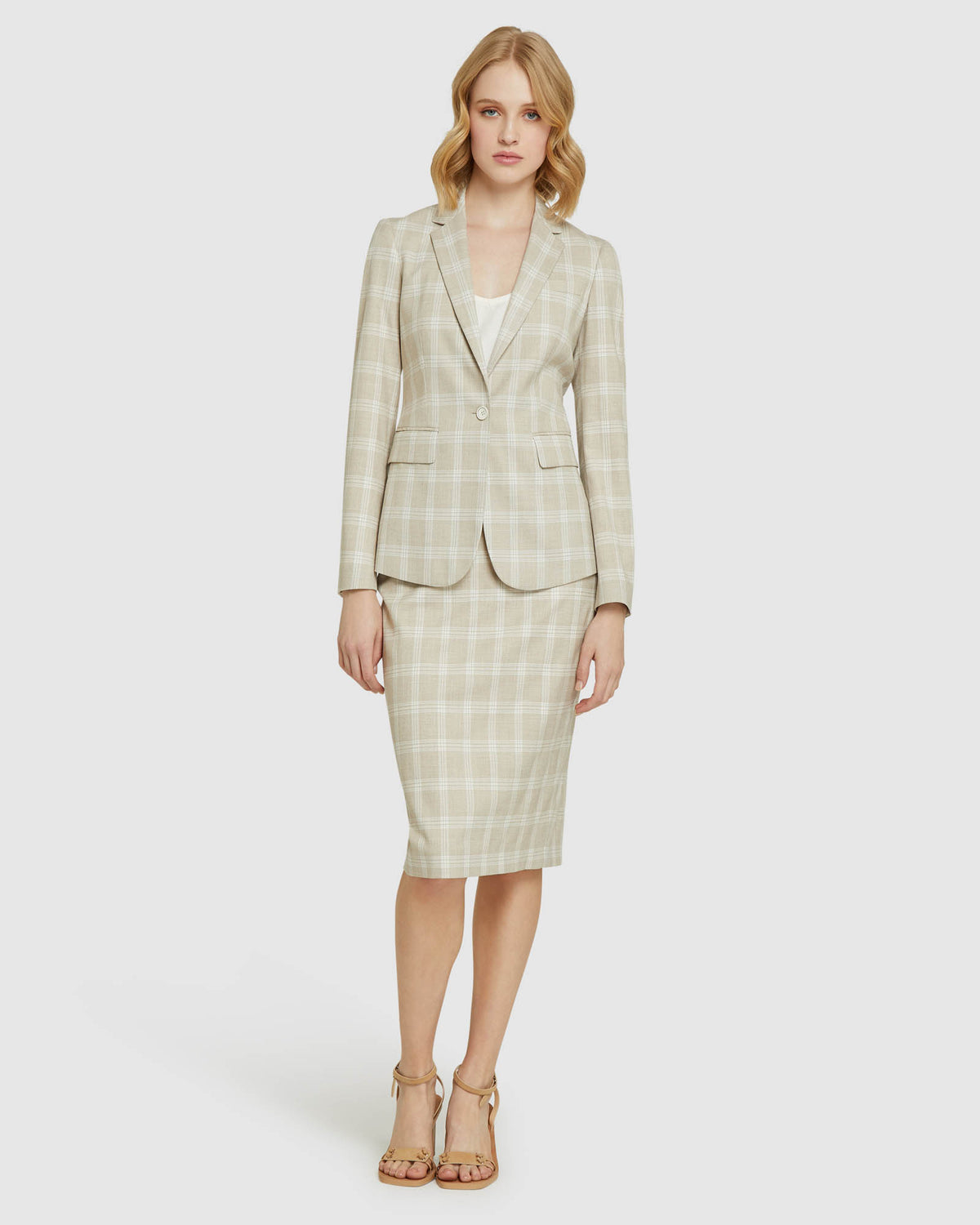 PEGGY CHECK SUIT SKIRT SAND
