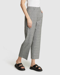 HELENA CHECK STRETCH ECO SUIT PANTS BLACK/WHITE