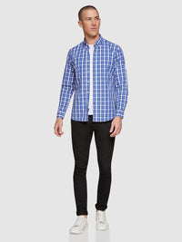 STRATTON CHECKED SHIRT FRENCH BLUE