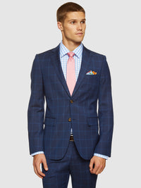 AUDEN WOOL SUIT CHECKED JACKET NAVY