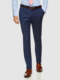 AUDEN WOOL SUIT CHECKED TROUSERS NAVY