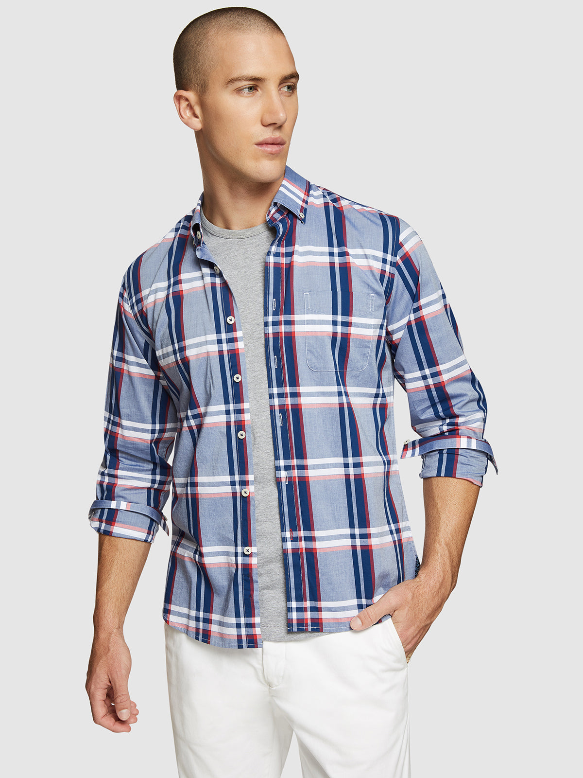 STRATTON CHECKED SHIRT NAVY/RED