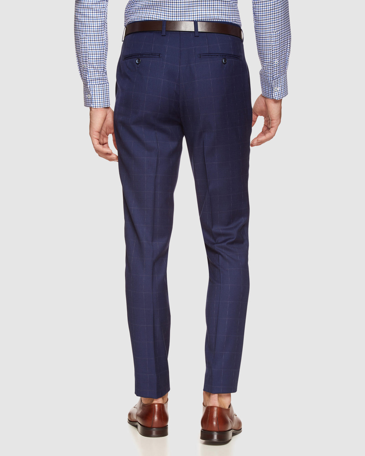 BYRON WOOL STRETCH CHECK TROUSERS