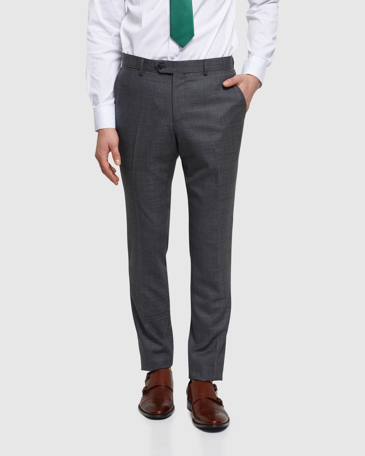 AUDEN WOOL CHECKED SUIT TROUSERS