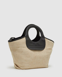 EMILY FABRIC & LEATHER TOTE BAG