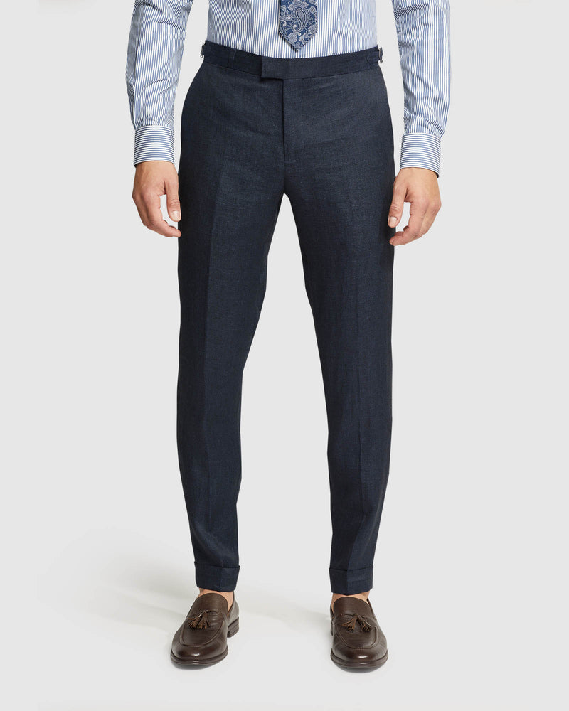 FOLDED CUFF LINEN TROUSERS MENS TROUSERS