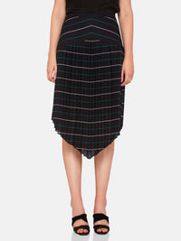 MADDY PLEATED SKIRT BLACK/WHITE/GREEN