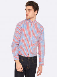STRATTON CHECKED SHIRT RED/BLUE