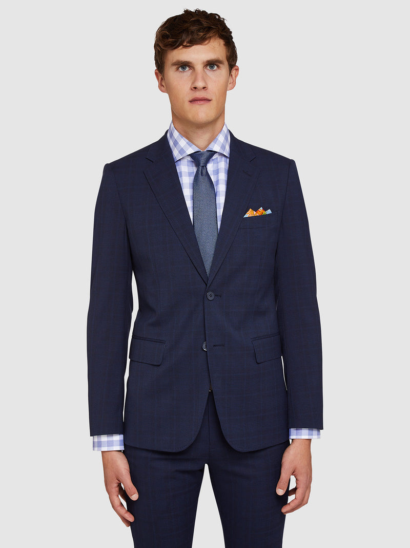 AUDEN ECO CHECKED SUIT JACKET NAVY
