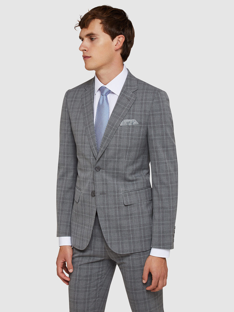 AUDEN ECO CHECKED SUIT JACKET GREY